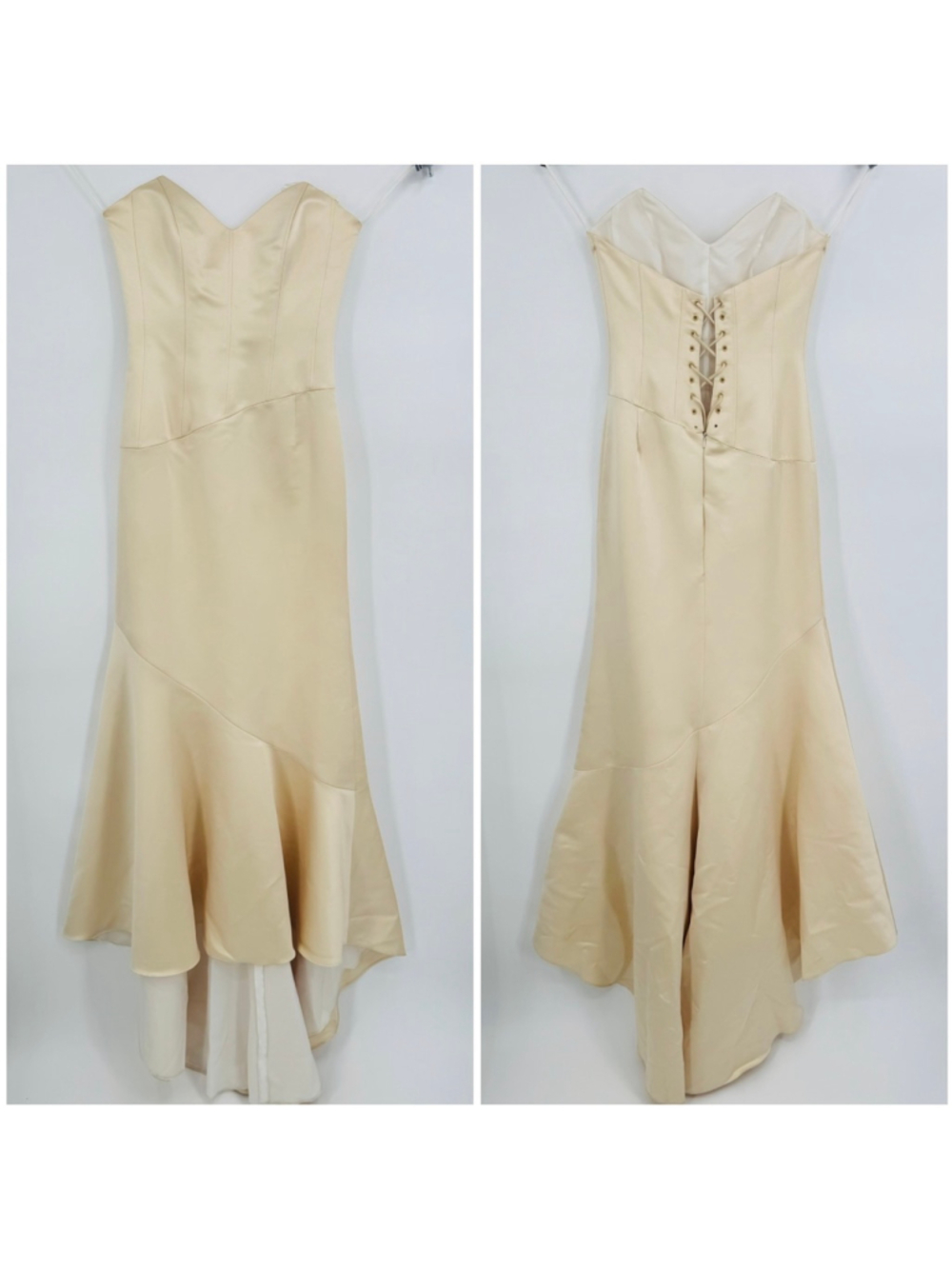 Cymbeline Paris Wedding Dress Size 10 Beige Ivory Mermaid Asymmetrical